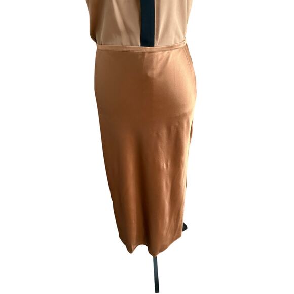 Careste Silk Midi Skirt Brown Sugar Size 4 NWT 100% Silk Nordstrom $318 - Picture 2 of 8